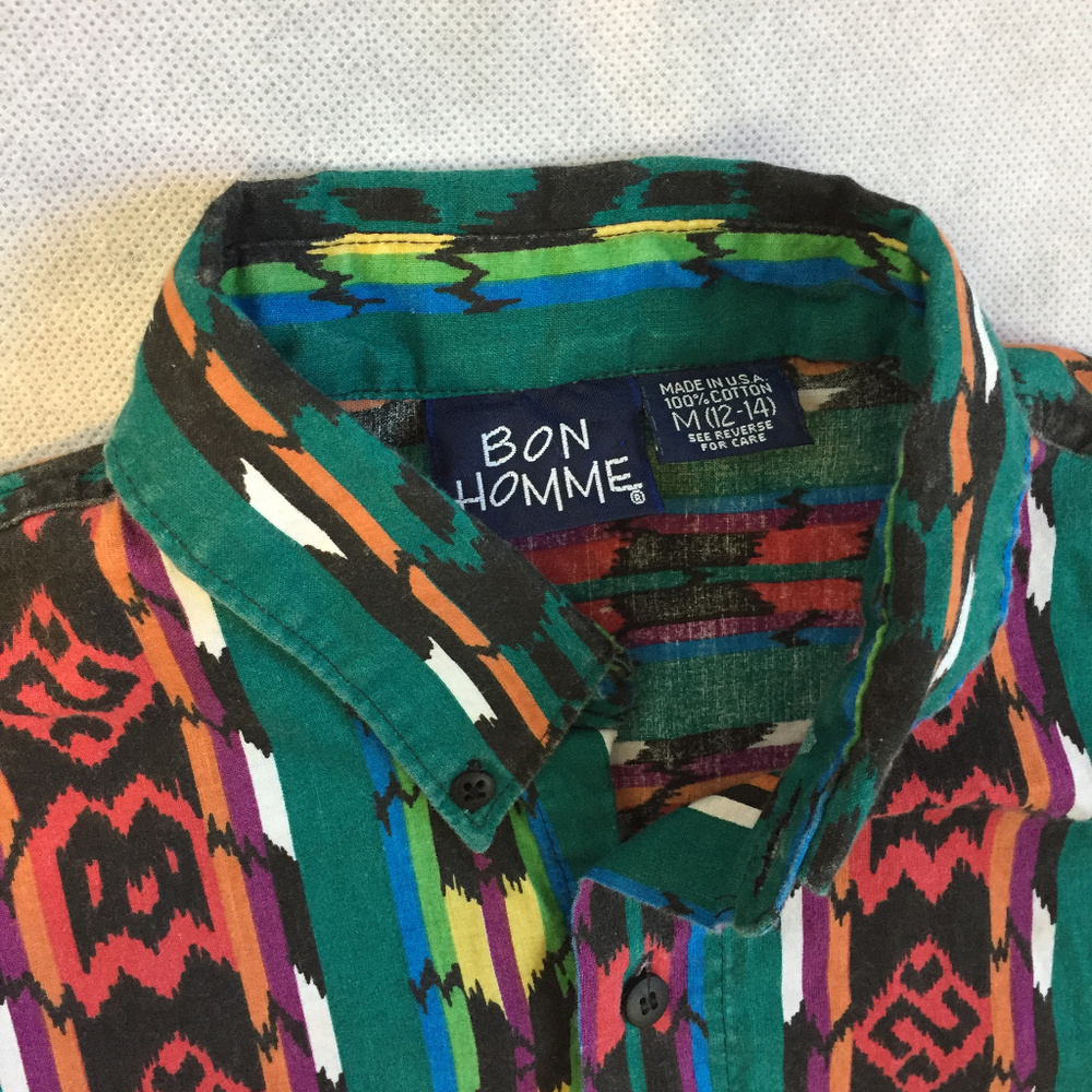Aztec Rainbow Pattern Button Up Shirt - Picture 3 of 4